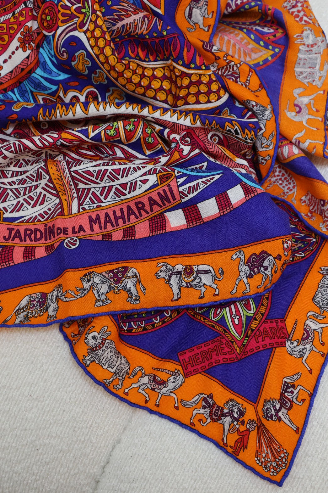 HERMES Le jardin de maharani君妃花園披肩 140 - 橘紅