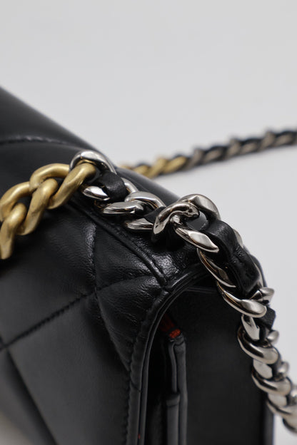 CHANEL 19 經典菱格紋雙色鍊WOC - 黑金