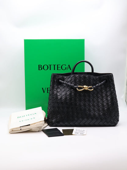 BOTTEGA VENETA Andiamo編織單肩包 - 中號黑金