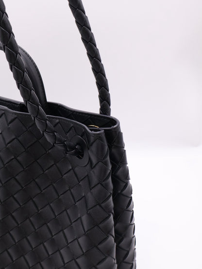 BOTTEGA VENETA Andiamo編織單肩包 - 中號黑金