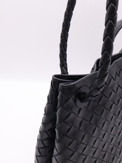 BOTTEGA VENETA Andiamo編織單肩包 - 中號黑金