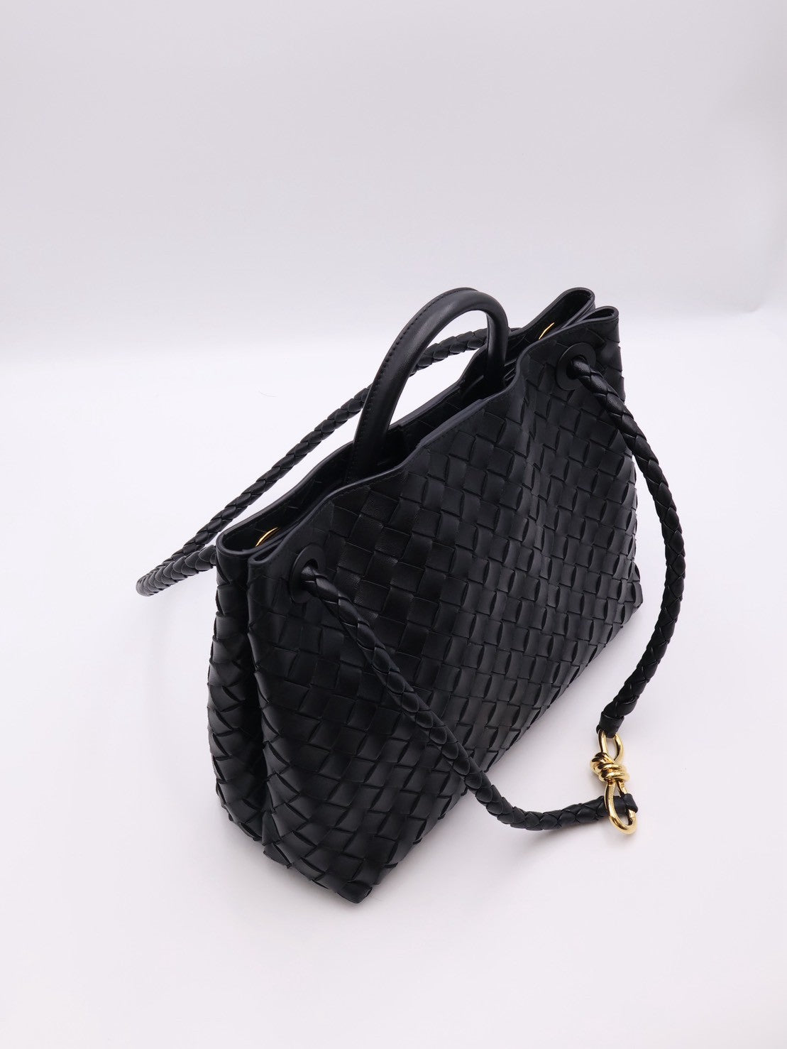 BOTTEGA VENETA Andiamo編織單肩包 - 中號黑金