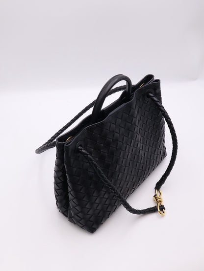 BOTTEGA VENETA Andiamo編織單肩包 - 中號黑金