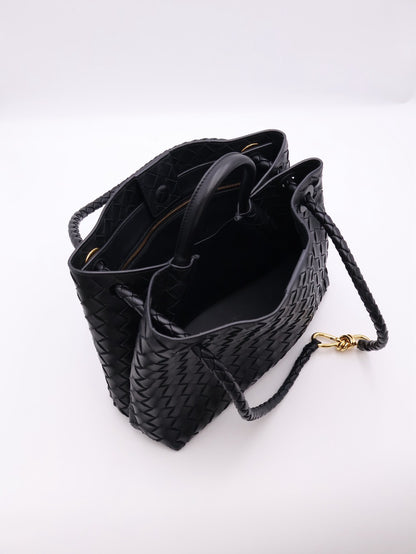 BOTTEGA VENETA Andiamo編織單肩包 - 中號黑金