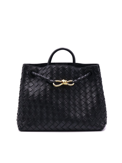 BOTTEGA VENETA Andiamo編織單肩包 - 中號黑金