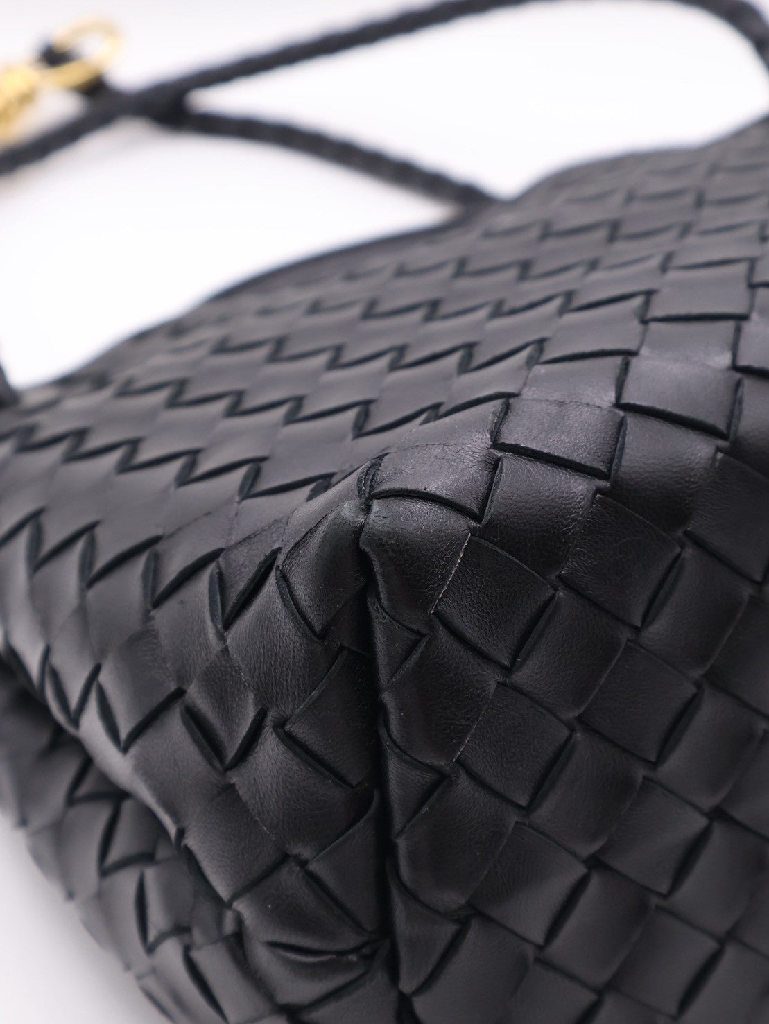 BOTTEGA VENETA Andiamo編織單肩包 - 中號黑金