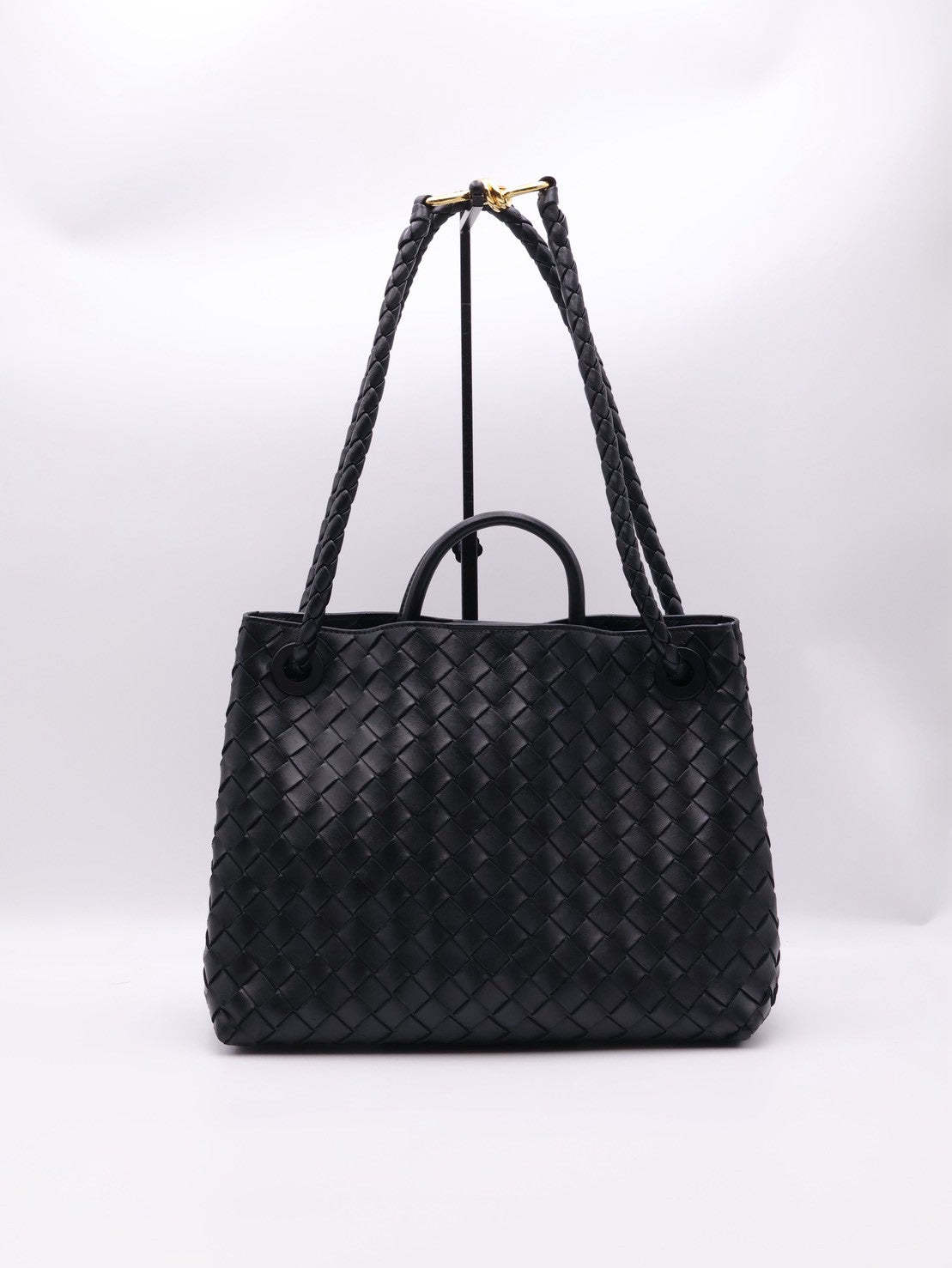 BOTTEGA VENETA Andiamo編織單肩包 - 中號黑金