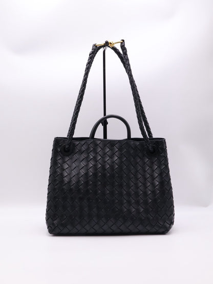 BOTTEGA VENETA Andiamo編織單肩包 - 中號黑金