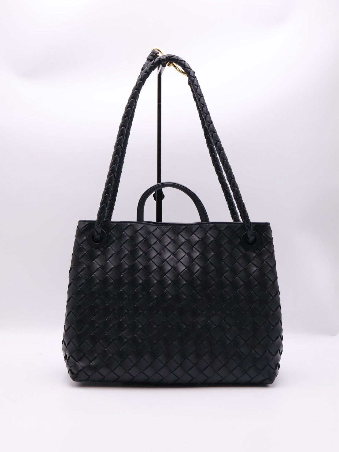 BOTTEGA VENETA Andiamo編織單肩包 - 中號黑金