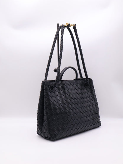 BOTTEGA VENETA Andiamo編織單肩包 - 中號黑金