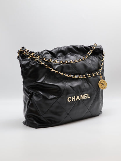 CHANEL 22 Bag - 中號白字黑金