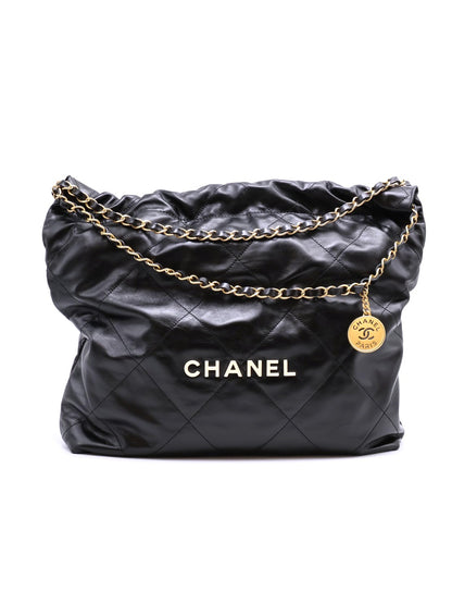 CHANEL 22 Bag - 中號白字黑金