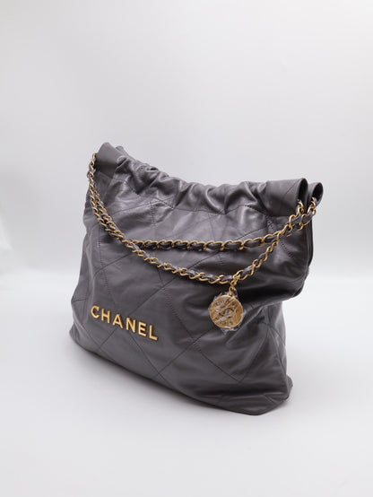 CHANEL 22 Bag - 中號深灰金