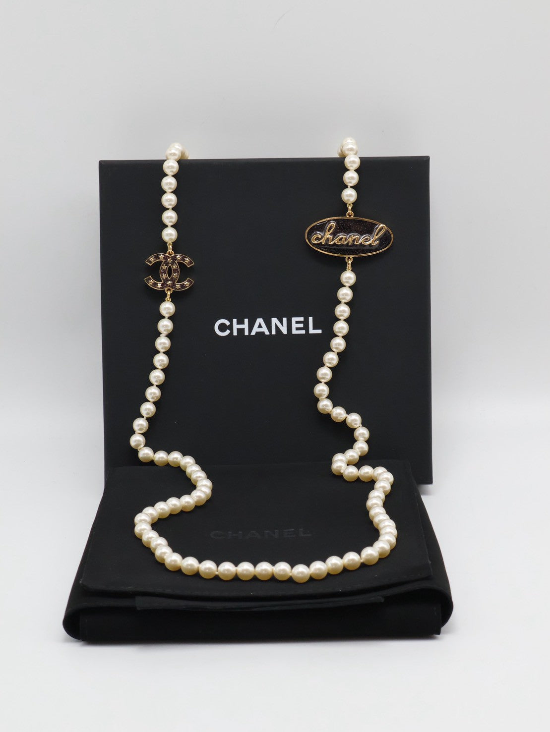 CHANEL 24C星星雙C珍珠長項鍊