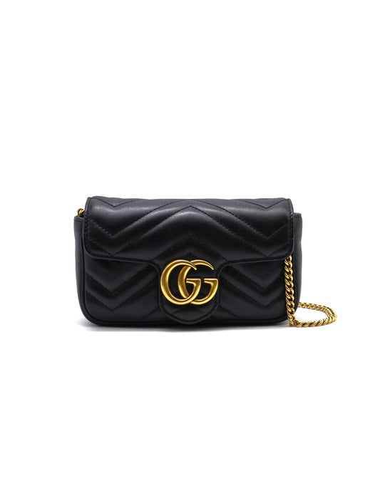 GUCCI Marmont Matelasse斜背包 - 16超迷你黑金