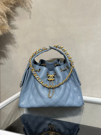 CHANEL 25 Hobo Bag - 小號霧霾藍金
