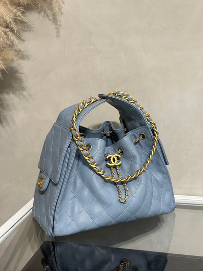 CHANEL 25 Hobo Bag - 小號霧霾藍金