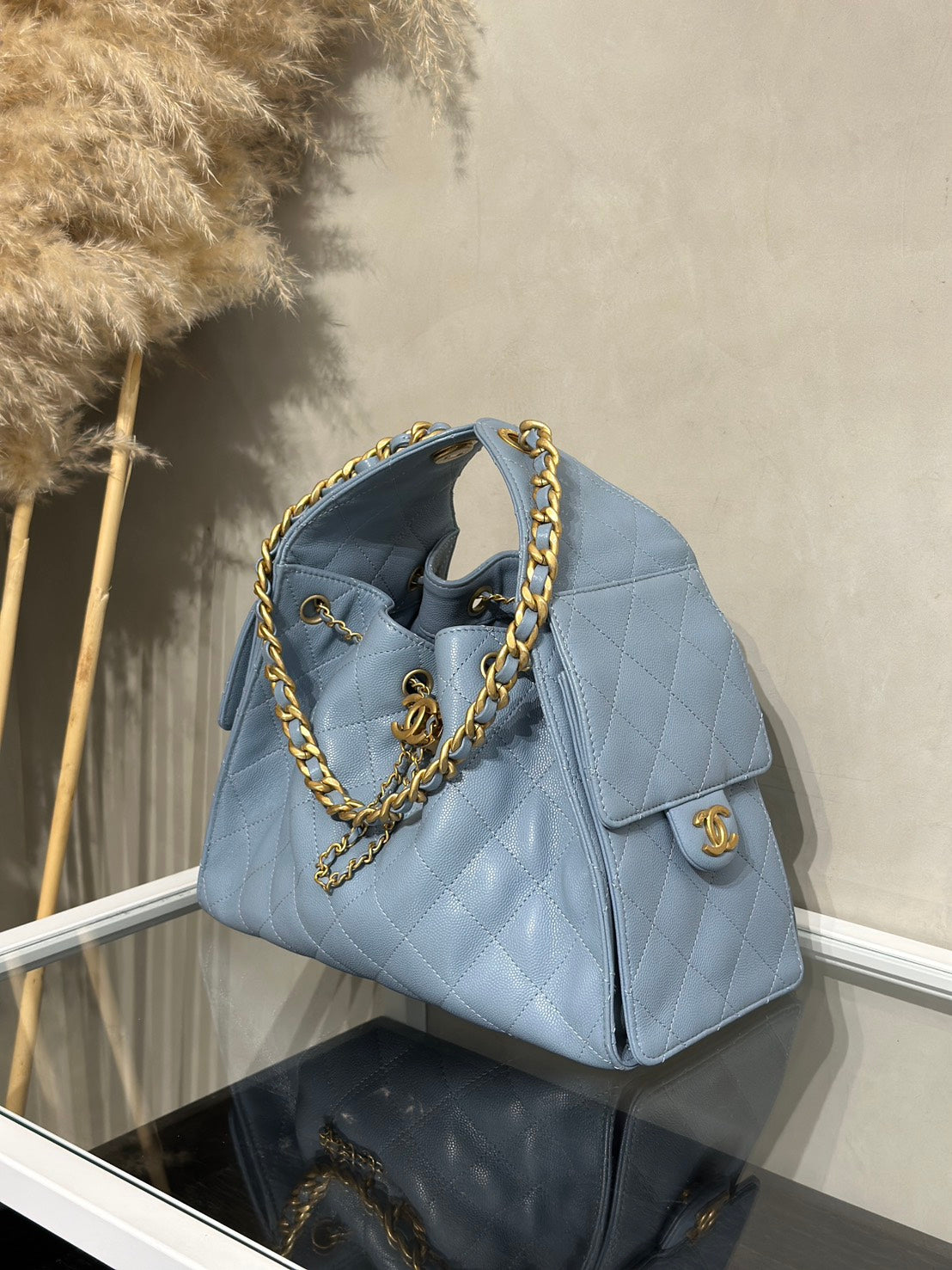 CHANEL 25 Hobo Bag - 小號霧霾藍金
