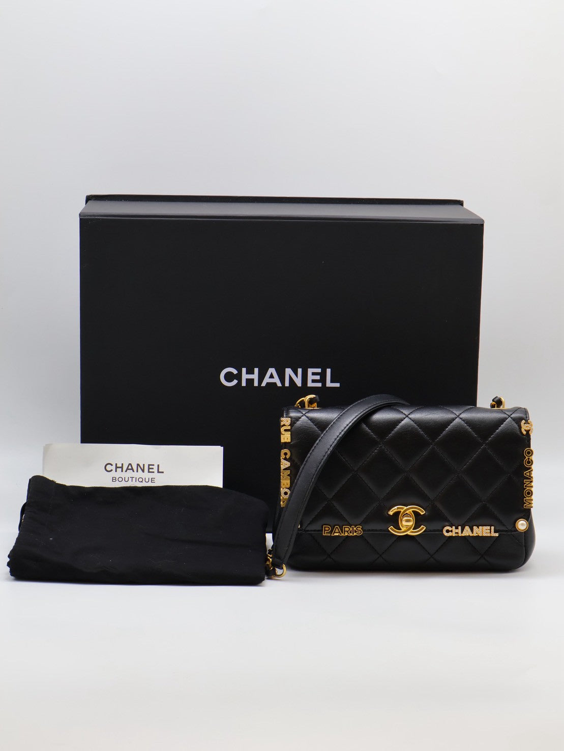 CHANEL 23C季節款口蓋包Mini CF20 - 黑金