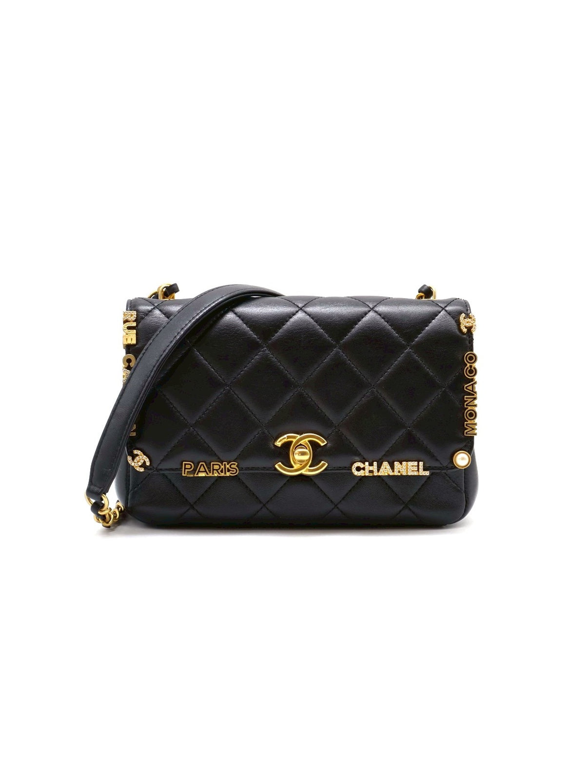 CHANEL 23C季節款口蓋包Mini CF20 - 黑金