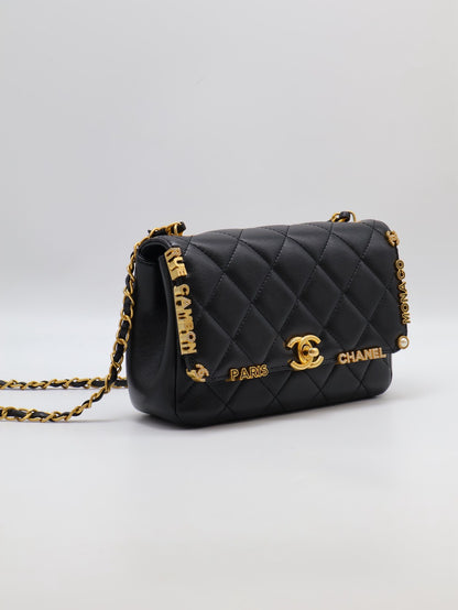 CHANEL 23C季節款口蓋包Mini CF20 - 黑金