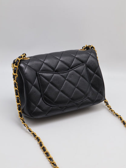 CHANEL 23C季節款口蓋包Mini CF20 - 黑金