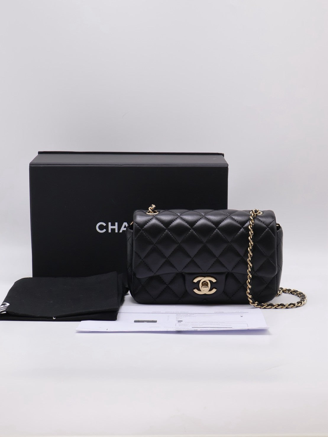 CHANEL 經典口蓋包Mini CF18 - 黑金