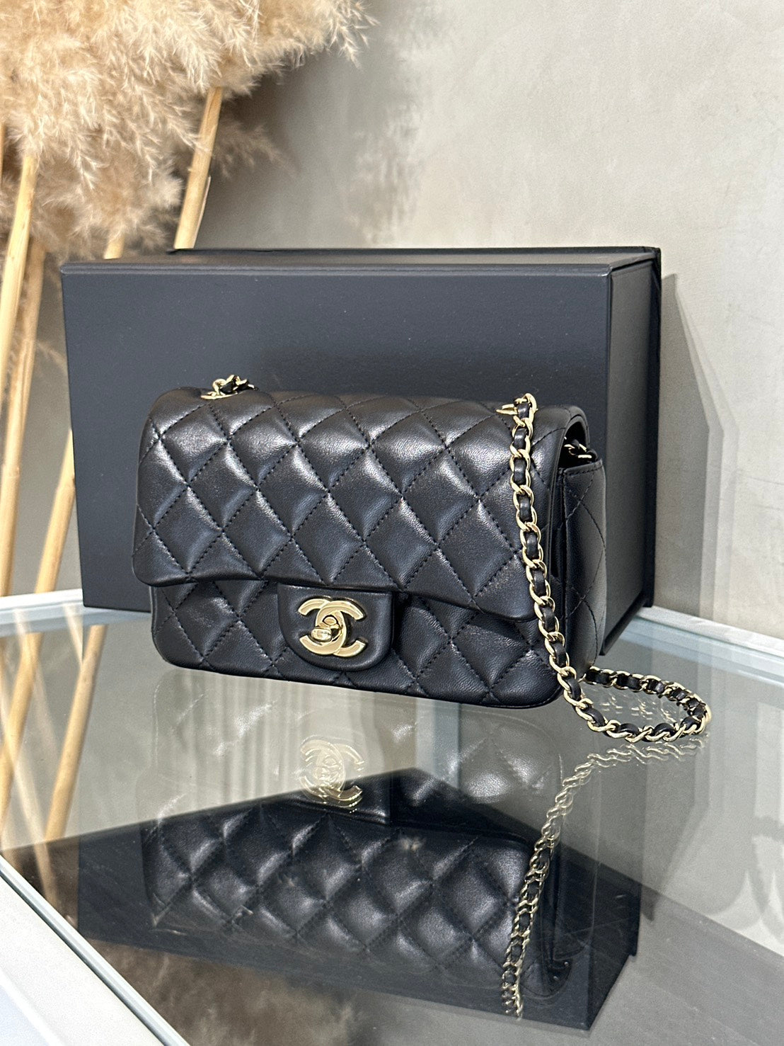 CHANEL 經典口蓋包Mini CF18 - 黑金