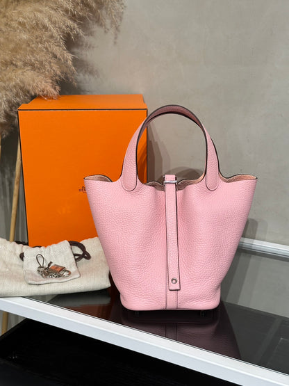 HERMES Picotin 18 - Rose Sakura 3Q 櫻花粉銀 B