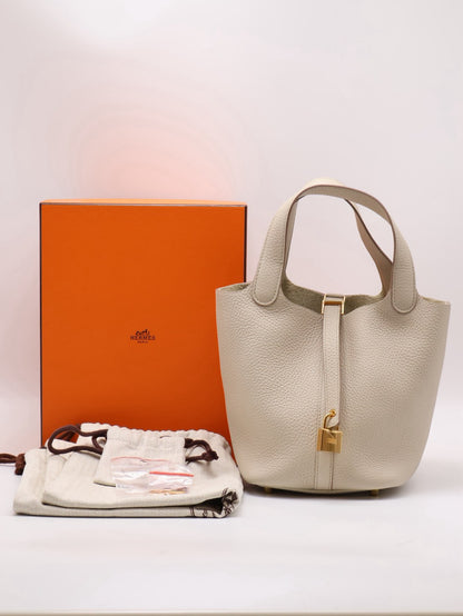 HERMES Picotin 18 - Beton 8L 冰川白金 U