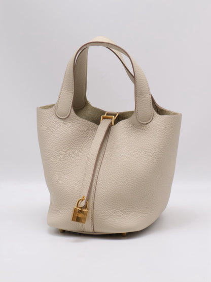 HERMES Picotin 18 - Beton 8L 冰川白金 U