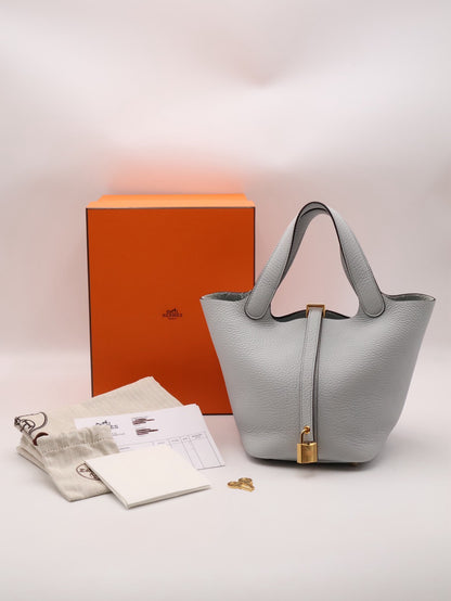 HERMES Picotin 18 - Bleu Pale 08 聖杯藍金 Z