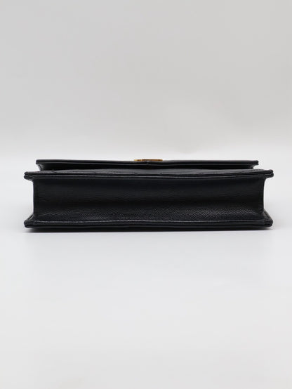 YSL 經典V紋粒面牛皮WOC - 19 黑金