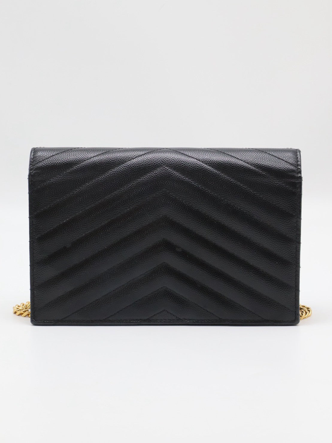 YSL 經典V紋粒面牛皮WOC - 19 黑金
