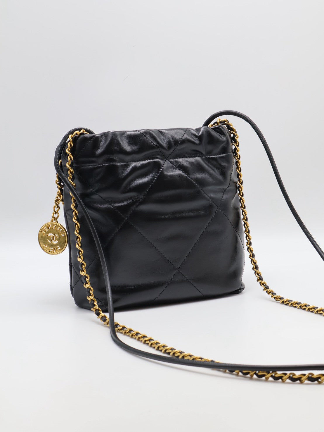 CHANEL 22 Mini Bag 珍珠雙C鍊 - 黑金