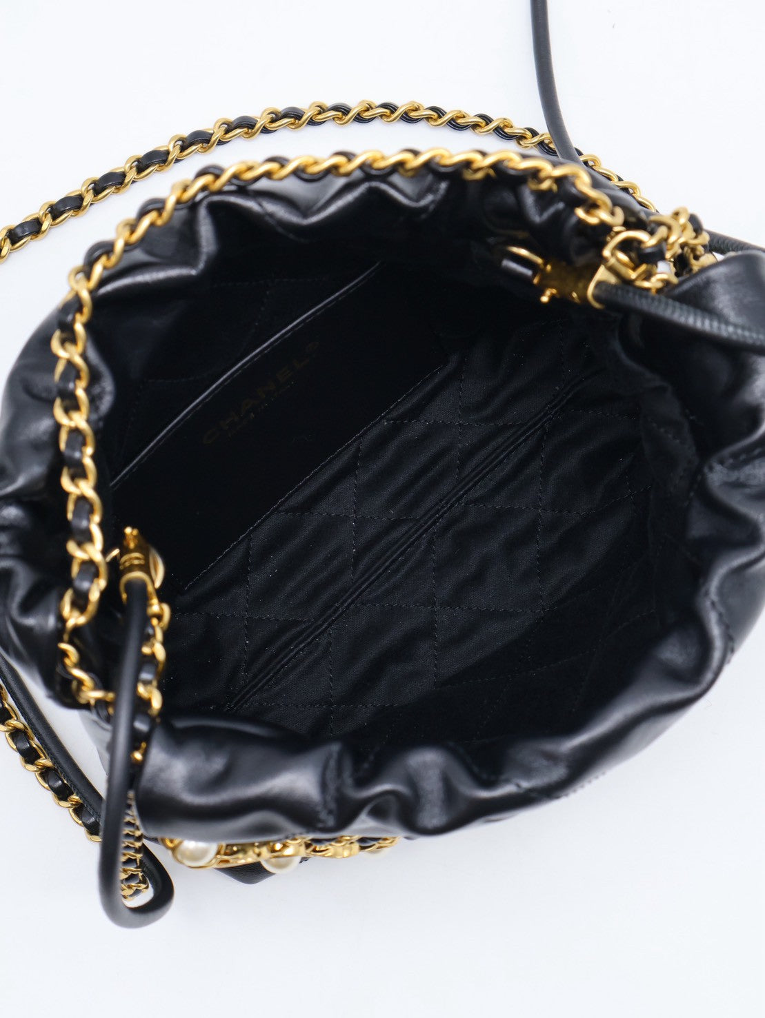 CHANEL 22 Mini Bag 珍珠雙C鍊 - 黑金