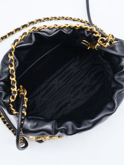 CHANEL 22 Mini Bag 珍珠雙C鍊 - 黑金