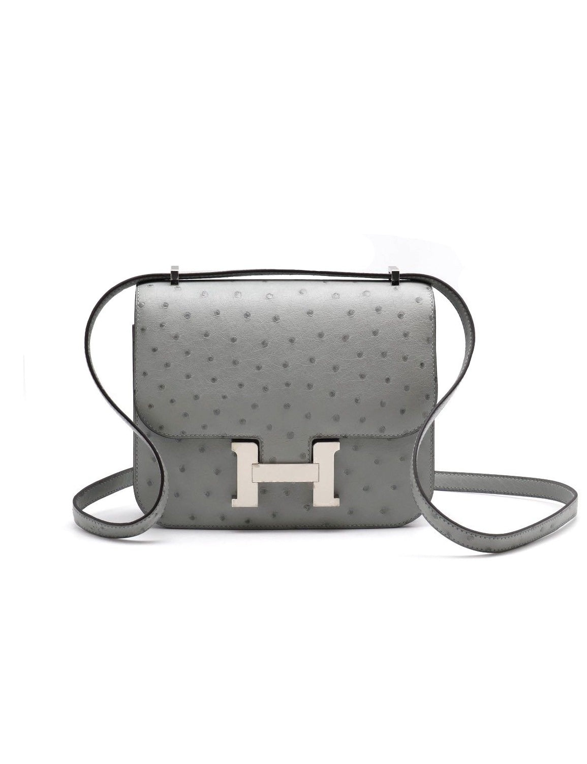 HERMES Mini Constance 19 - Bleu Glacier 8U 鴕鳥皮冰川藍銀 W