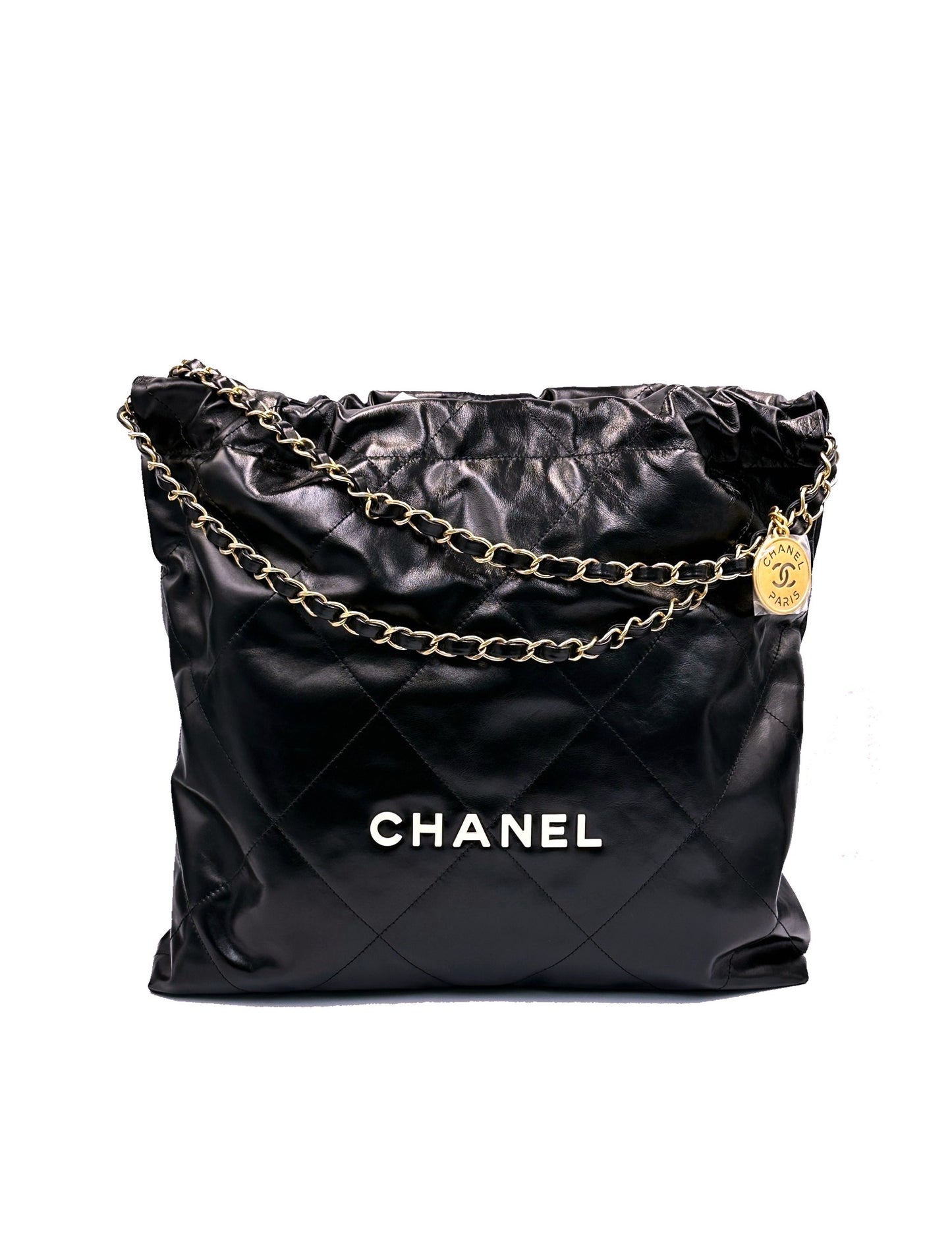 CHANEL 22 Bag - 中號白字黑金