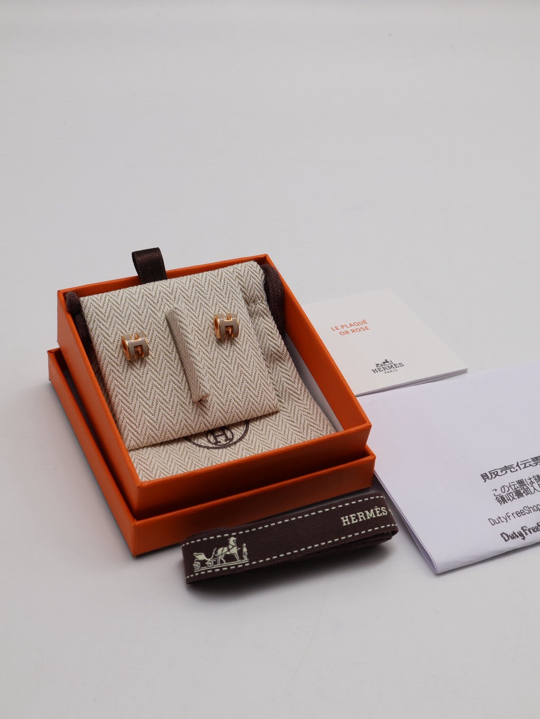 HERMES Mini Pop H耳環 - 奶茶玫瑰金