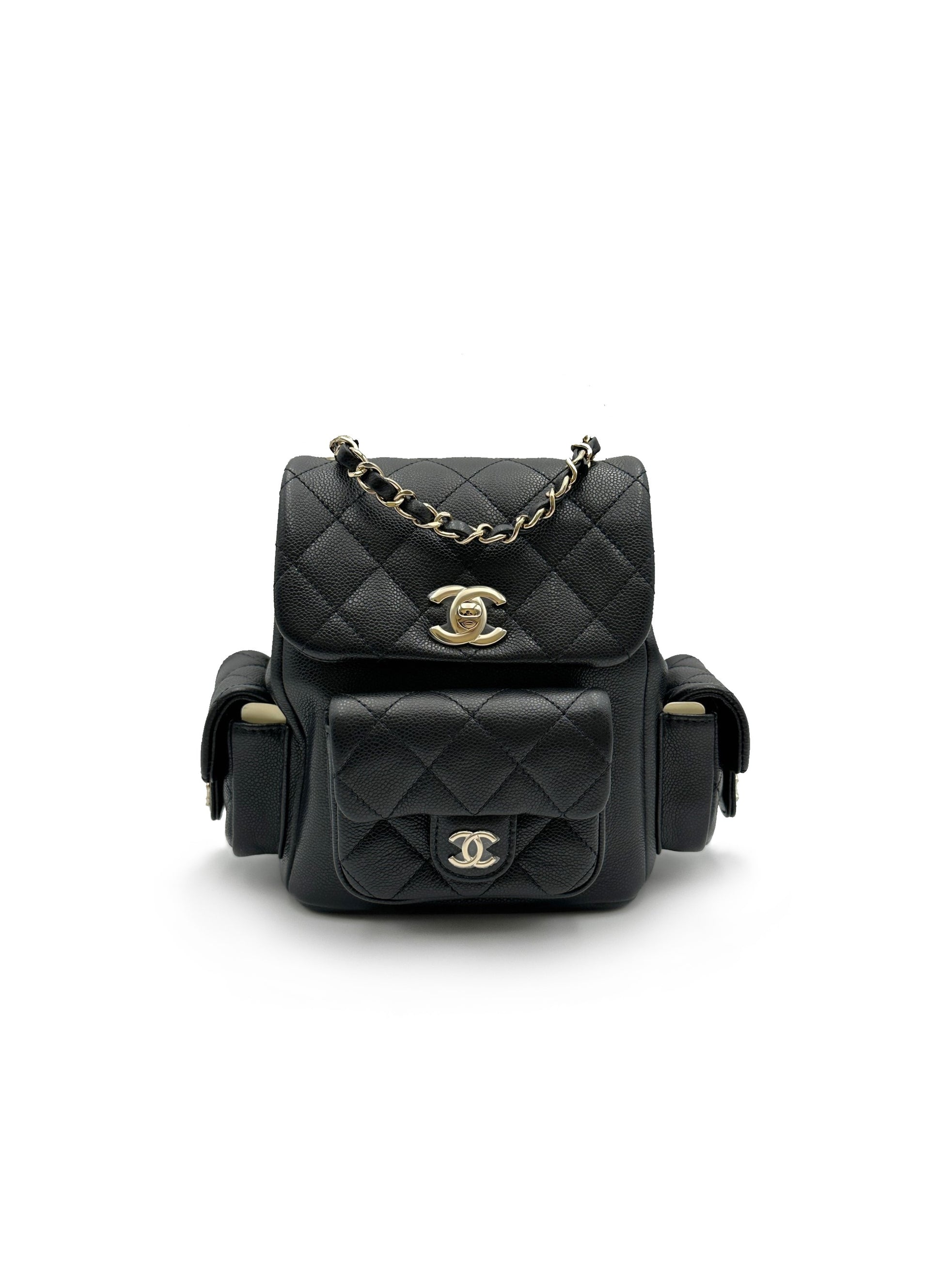 CHANEL Duma粒面牛皮後背包 - 小號黑金 – REALYOU