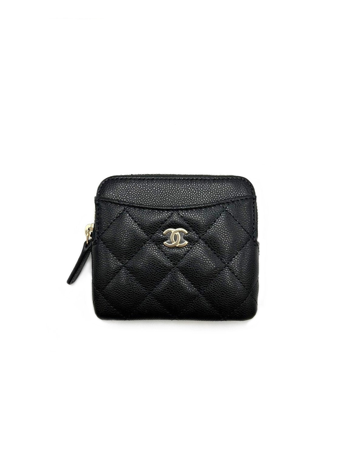 CHANEL 經典吐司拉鍊卡包 - 黑金