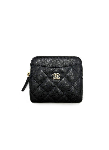 CHANEL 經典吐司拉鍊卡包 - 黑金