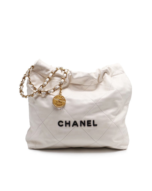 CHANEL 22 Bag - 小號白底黑字