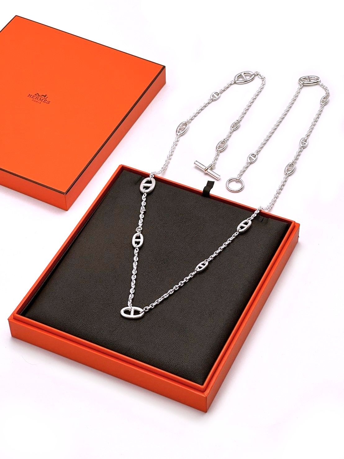 HERMES Farandole 豬鼻純銀長項鍊