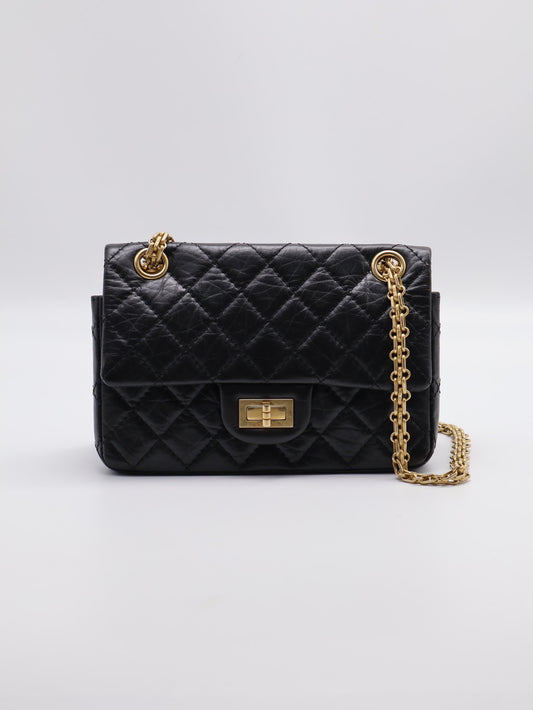 CHANEL 2.55經典口蓋包 20 - 黑金29開