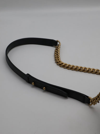 CHANEL Boy20 V紋粒面牛皮口蓋包 - 鐵灰金