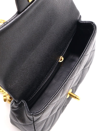 CHANEL 愛心調節釦口蓋包 20 - 粒面牛皮黑金