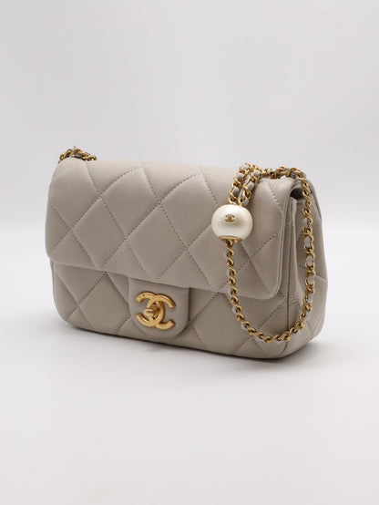 CHANEL 24S珍珠湯圓調節口蓋包 20 - 灰金