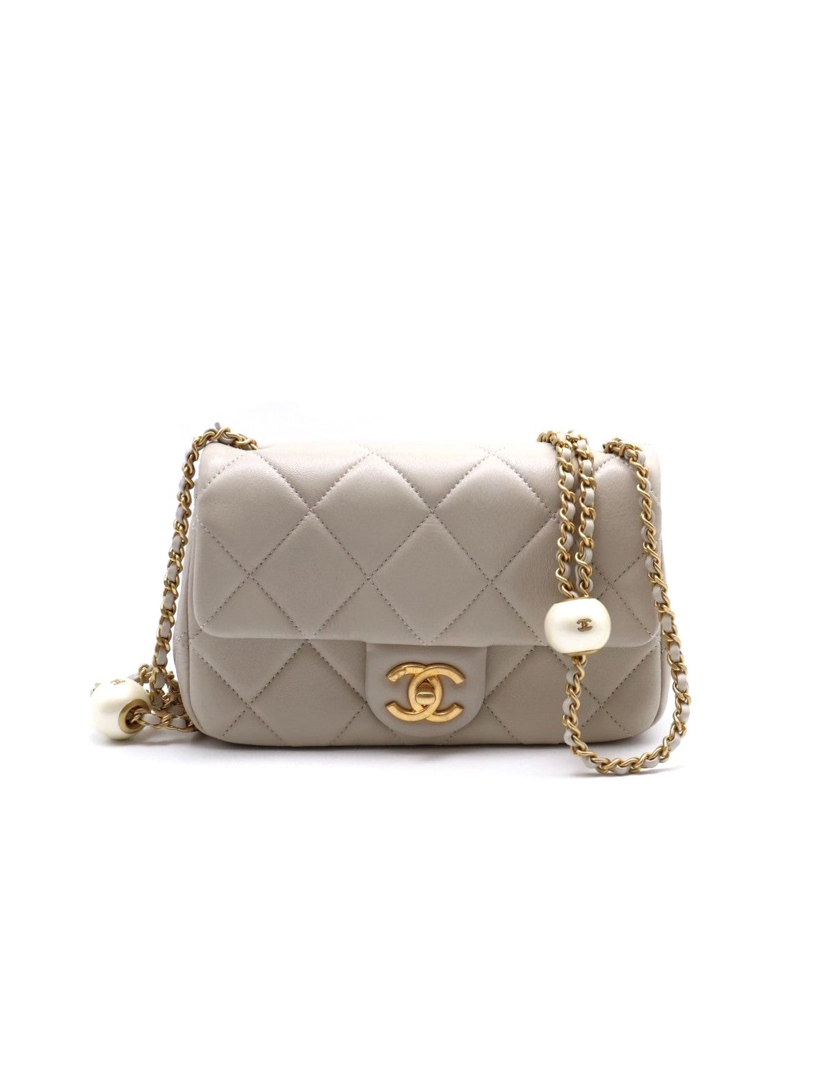 CHANEL 24S珍珠湯圓調節口蓋包 20 - 灰金